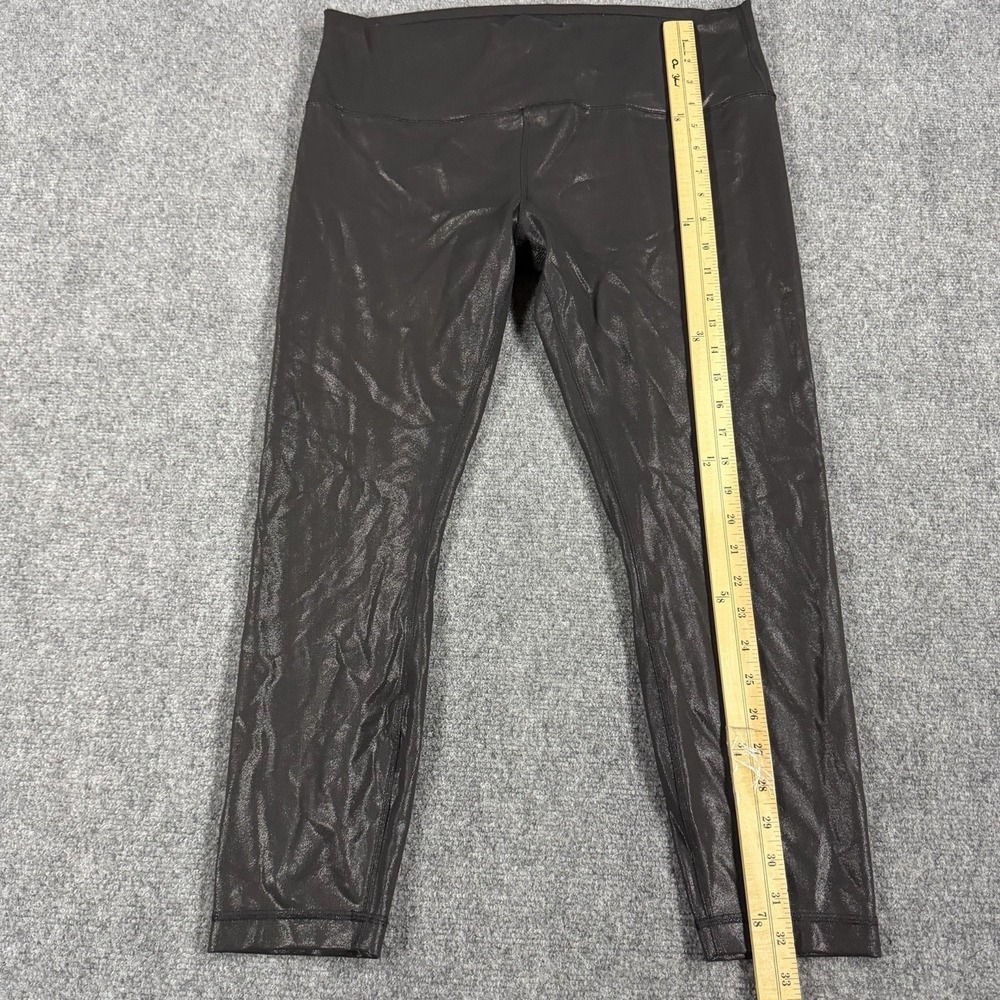 Lululemon Wunder Train High Rise Tight Size 16 Black Foil Everlux Shiny 25" - Picture 6 of 6